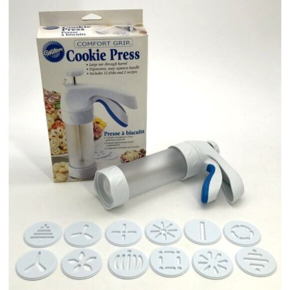 Wilton Comfort Grip Spritz Cookie Press With 12 Disks Ergonomic Handle    25 - Picture 1 of 6